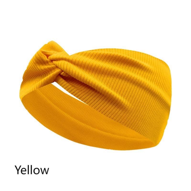 Fashion Fabric Twist Headband Yoga Workout Running Sport Elastic Hair Bands for Women's Turban Hair Wrap for Girls yellow
