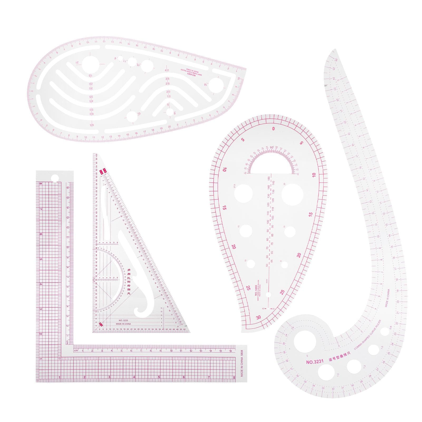 5pcs Sewing Ruler MultiFunction Curve Shaped Grading Tailor Clothing Making Toos
