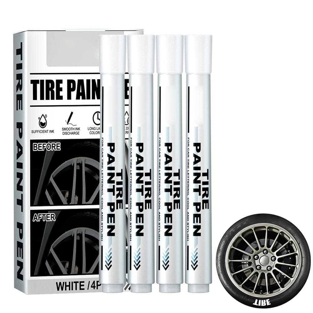 4 Pack White Marker Pen Tire Paint Marker Pen Waterproof Oil Based Car Tire Graffiti Tracing Pen