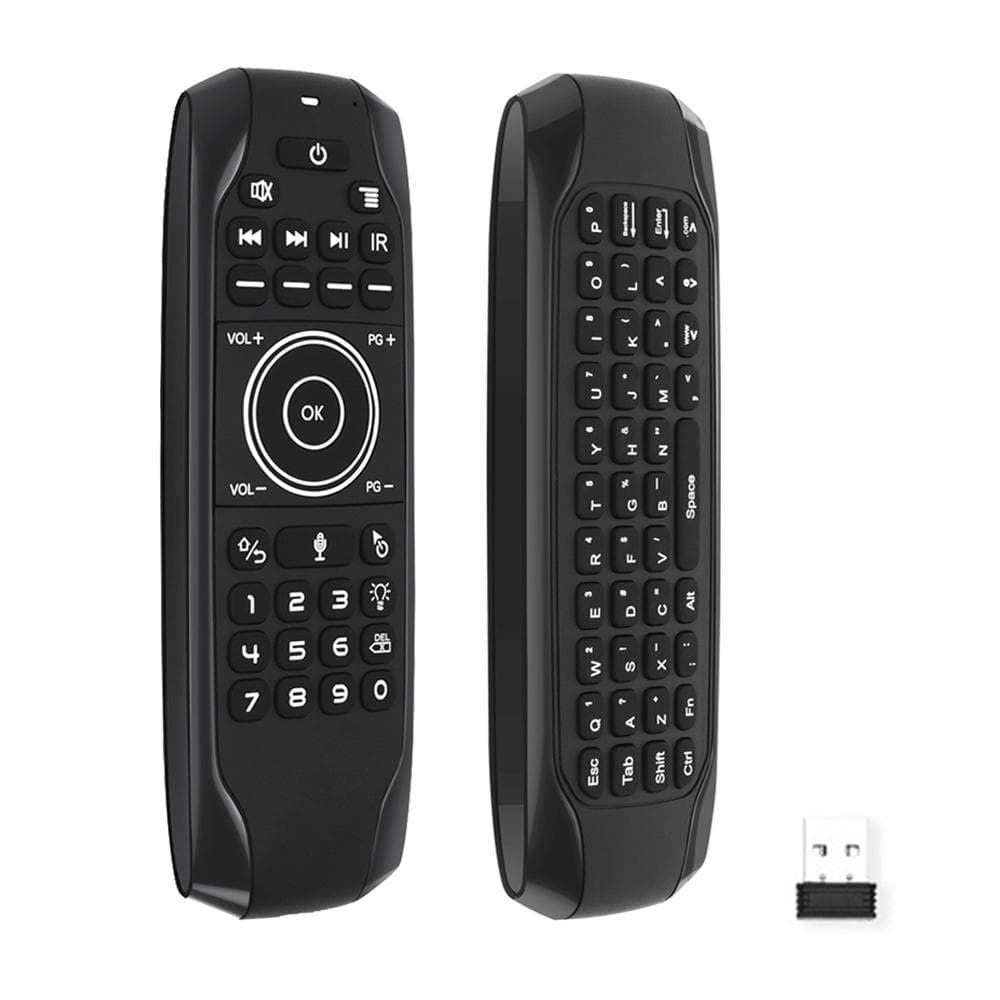 Backlit 2.4G Air Mouse Wireless Keyboard Russian English Version Voice Control 6-Axis Motion black