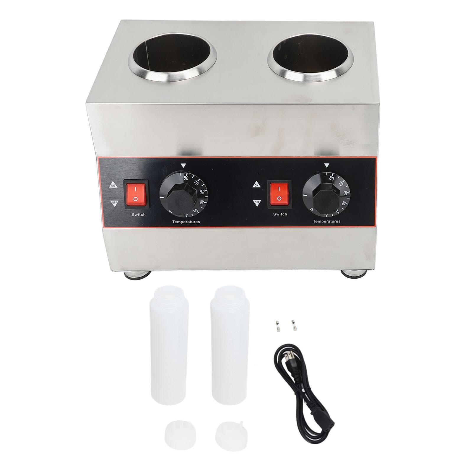 1300ml Commercial Sauce Warmer Cheese Dispenser Hot Fudge Warmer 30?85 degrees C Temp Adjustable Double L