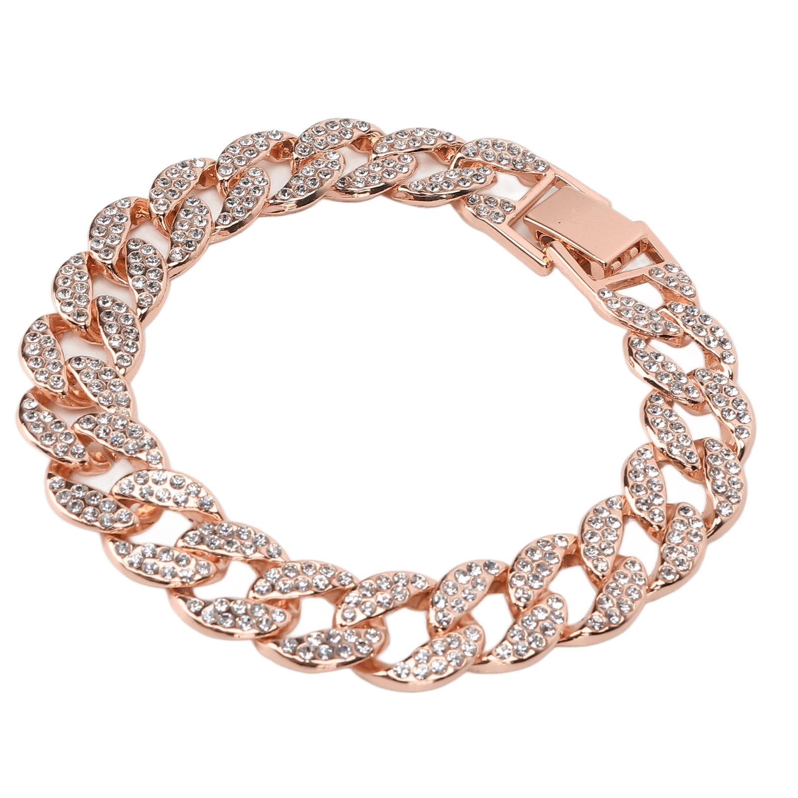 Cuban Bracelet Cuban Boutique Rhinestone Jewelry Hip Hop Couple Bracelet Decorative AnkleRose Gold rose gold