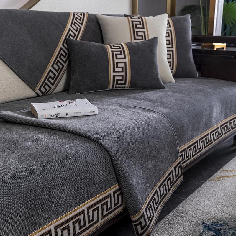 Four Seasons Universal New Chinese Sofa Cushion Chenille Minimalist Anti Slip Seat Cushion Comfortable Breathable Cover Cloth 70x70cm 1pcs