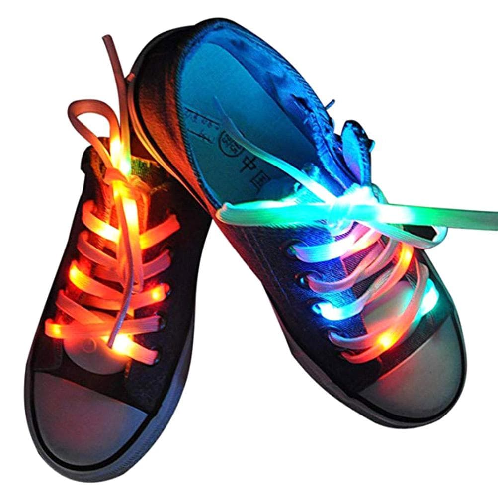 1 Pair LED Light Waterproof Shoelaces Battery Powered Flash Lighting Shoeslaces for Party Hip Hop white