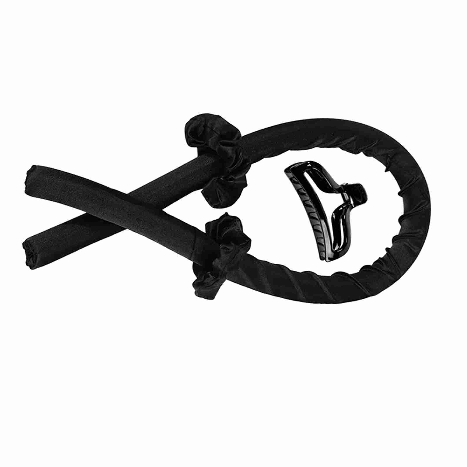 Curler Headband Clip Set Heatless Rubber Fixation Curling Hair Styling Tool for Sleeping Black black