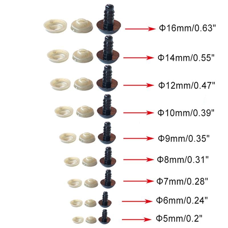100Pcs/Bag DIY Doll Toy Eyes Black Plastic Safety Eyes Puppets Doll with Washers 10mm