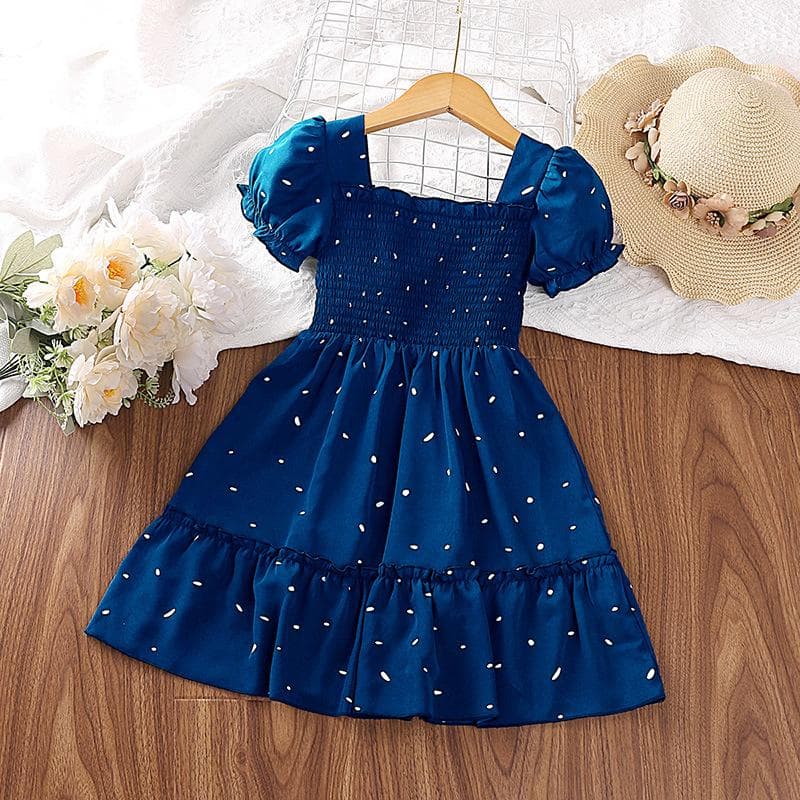 Children's Dress 2023 Spring and Summer Girls Short Sleeve Princess Dress 110cm blue