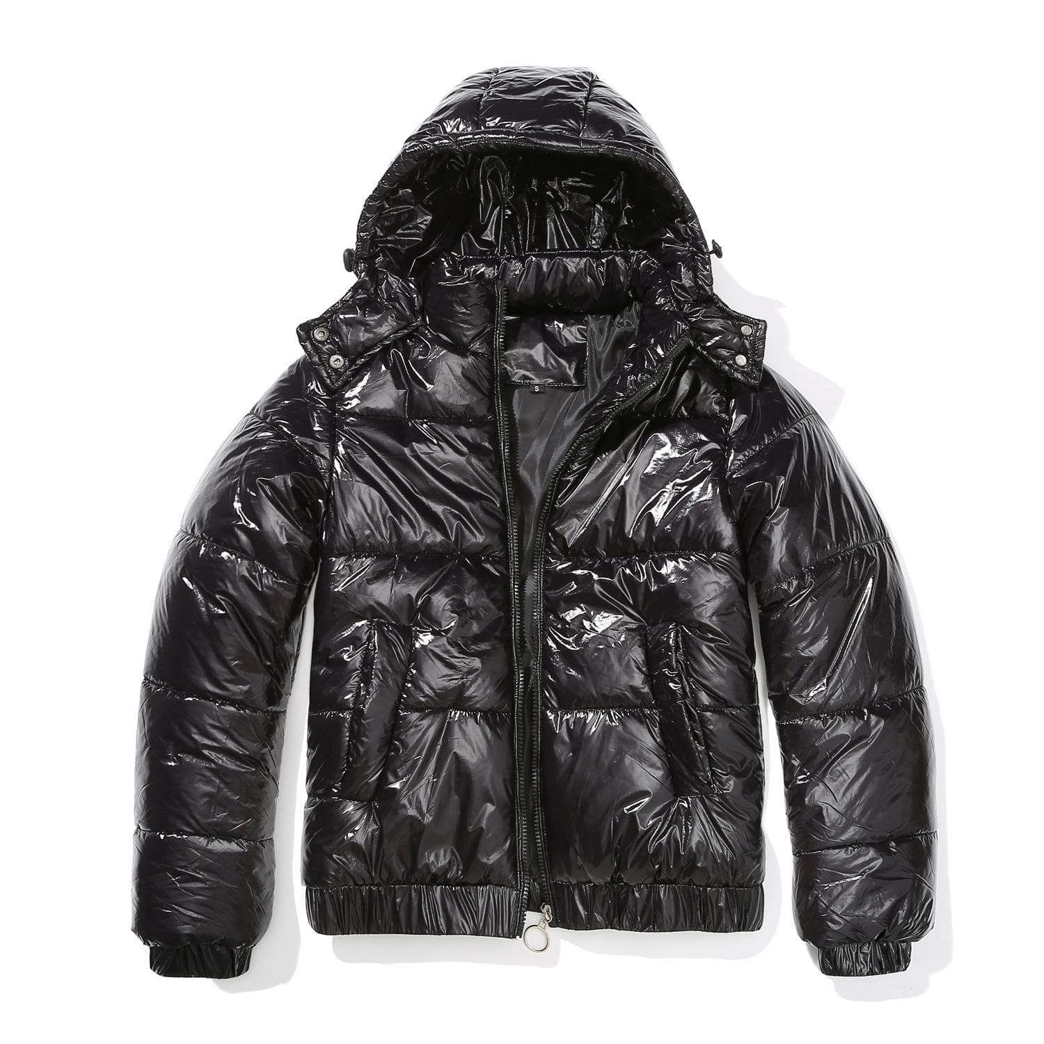 New Hooded Cotton Jacket 20D Film Coated Anti Splash European and American Fashion Jacket Long Sleeved Glossy Cotton Jacket for Women L