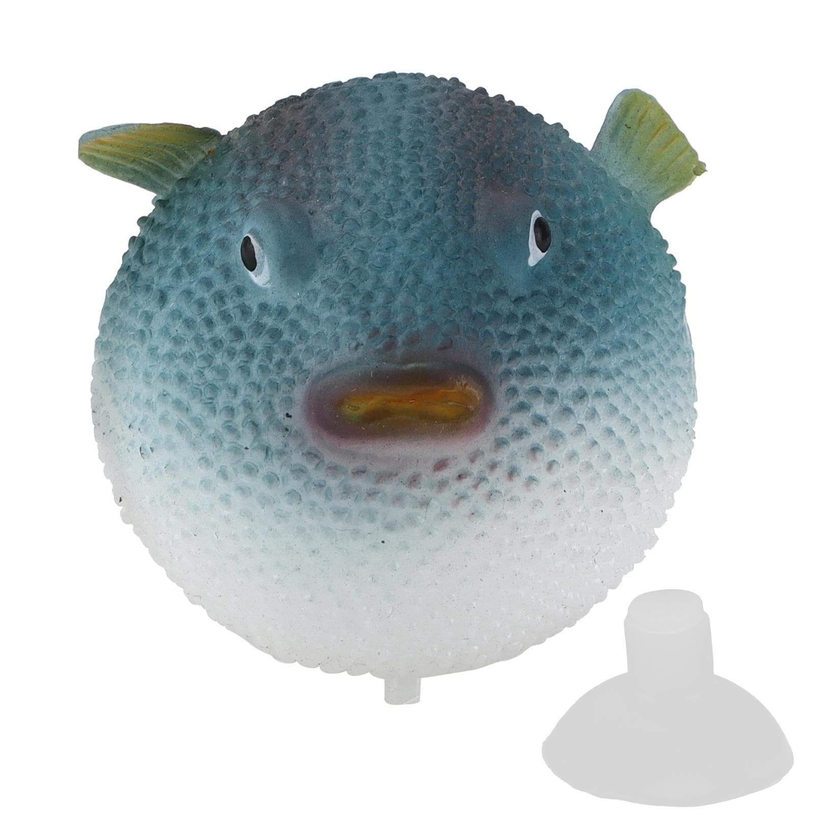 Aquarium Puffer Fish Luminous Simulation Rubber Fish with Suction Cup for Fish TanksBlue blue