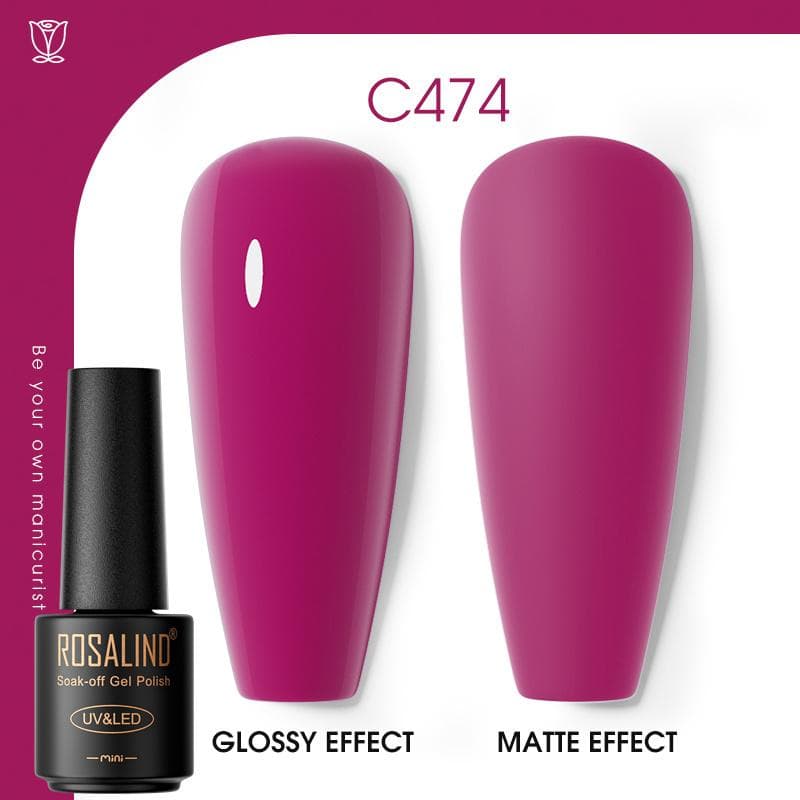 ROSALIND Nail Gel Polish Semi Permanent Varnish Hybrid UV Gel Polish Soak Off Nail Art Gel Top Base Coat Matt Top For Manicure Nail Art RA-C474