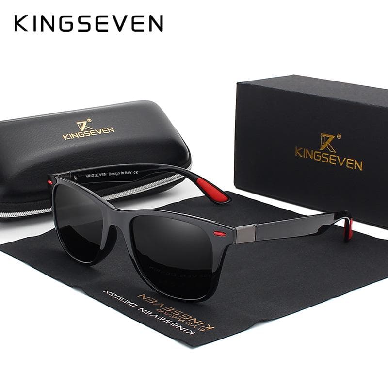 Original KINGSEVEN Classic Polarized Sunglasses Men Women Driving Square Frame Sun Glasses M black