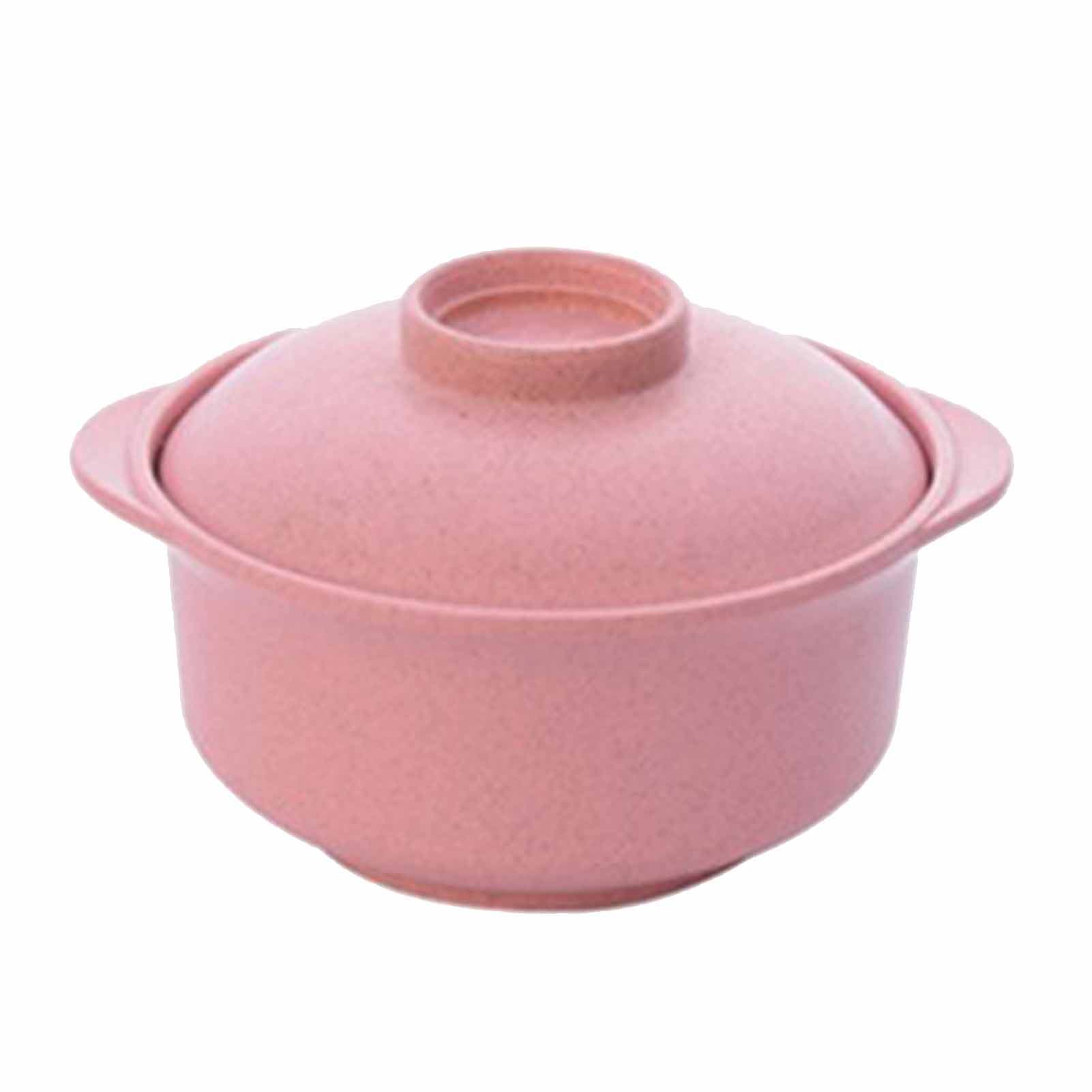 Instant Noodles Bowl Nordic Style Students Multifunction Food Container with Lid Pink