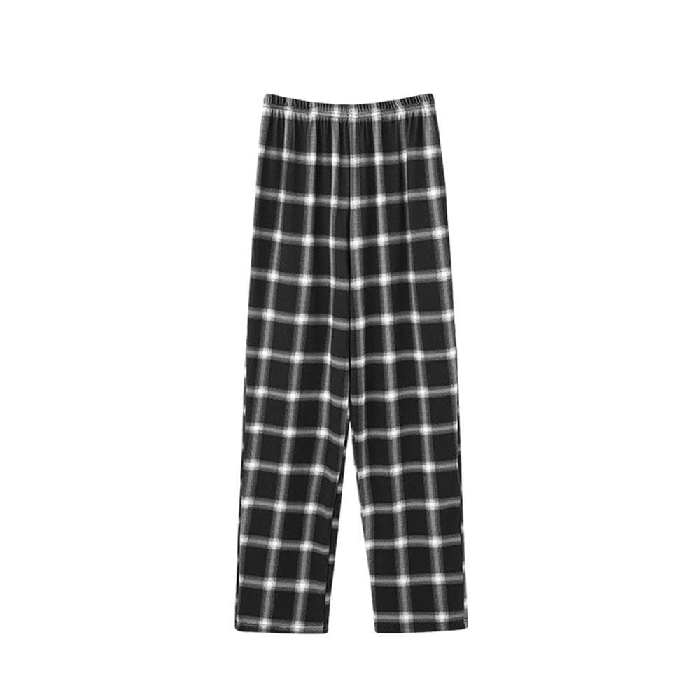 Men's 5XL Oversized Plus Size Spring Autumn Clothes Sleepwear Knit Cotton Plaid Pants Trousers Pyjamas XL