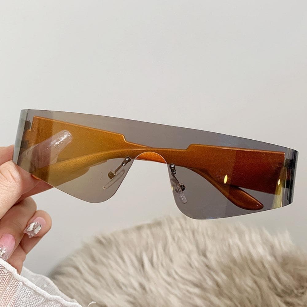 1PC Rimless One-piece Women Sunglasses Men Fashion Y2k Mirror Shades UV400 Sun Glasses Popular Brand Design