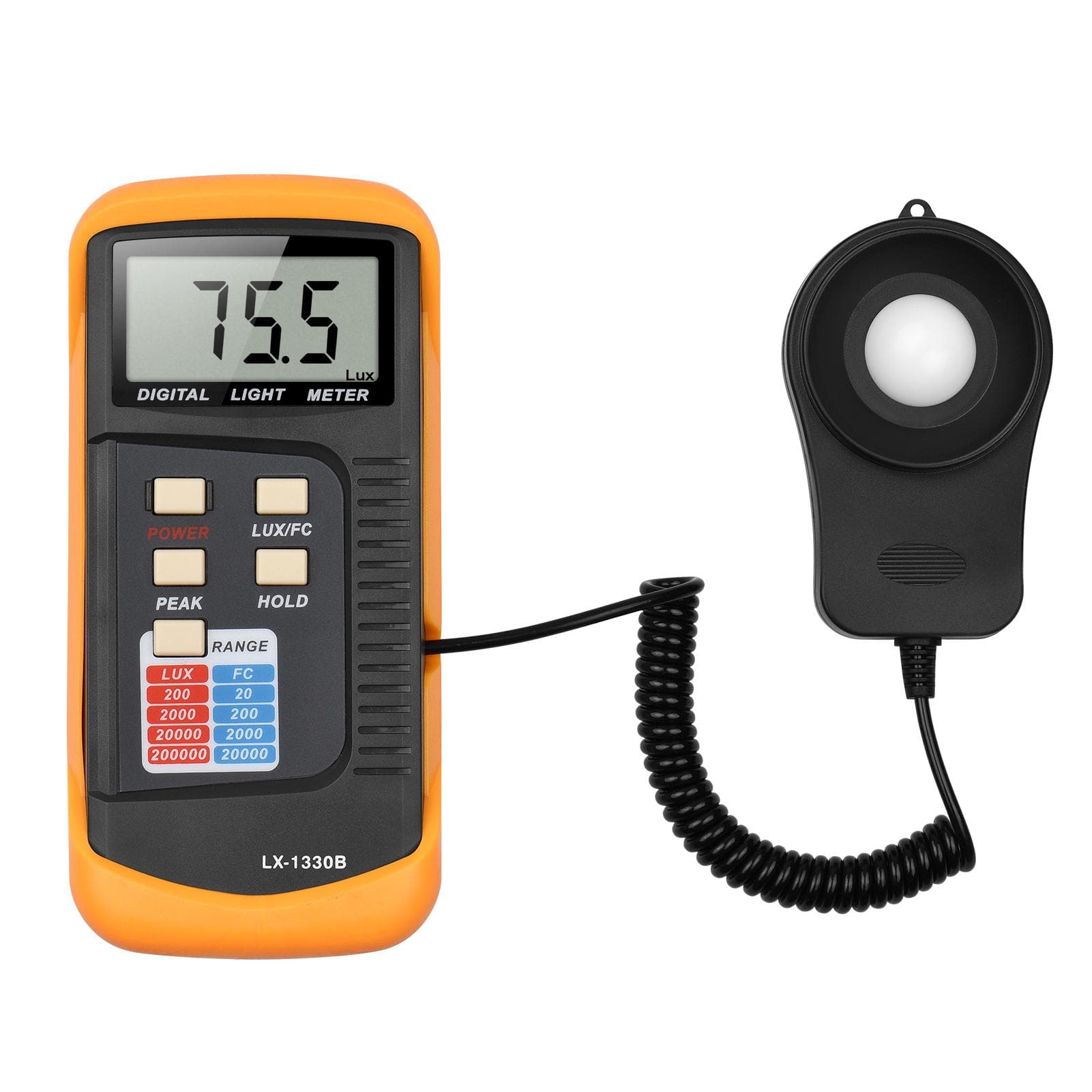 Digital Illuminance Light Meter Manual Range 200 to 200,000 Lux LCD Photometer Portable Handheld