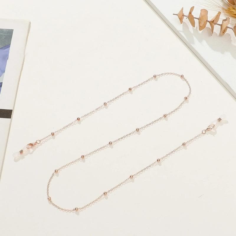 Fashion Glasses Beaded Glasses Chain for Women Summer Beads Hangs Mask Strap Handmade Necklace Sunglasses Lanyard one size rose gold