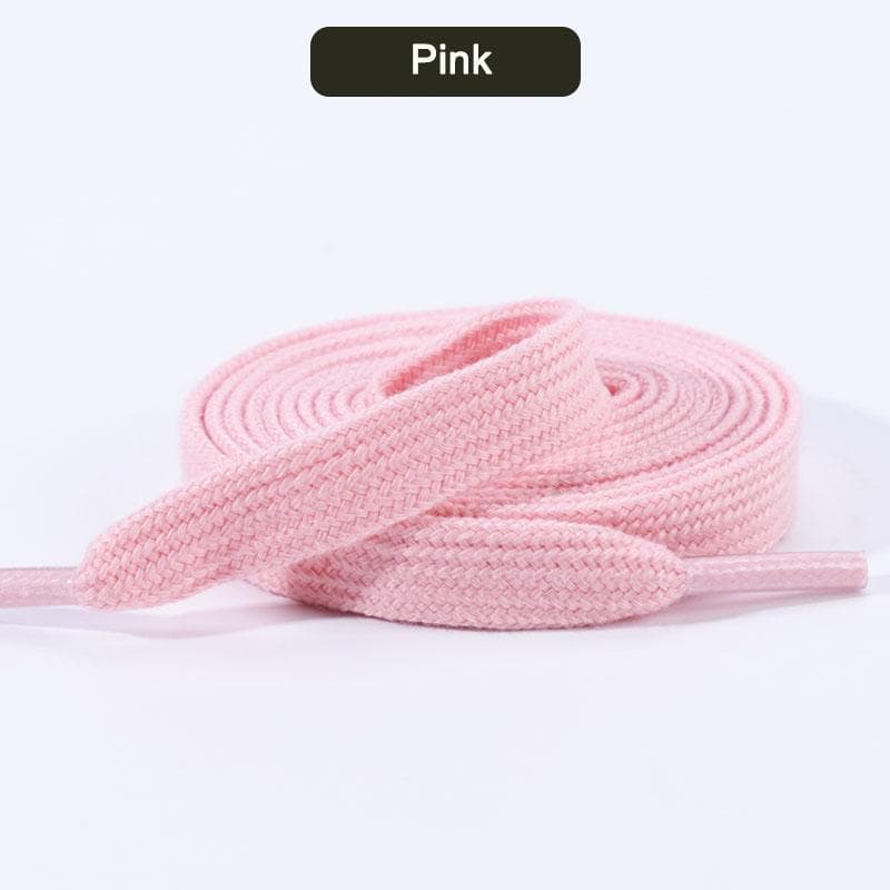 New Flat Shoelaces for Sneakers Classic Canvas Sports Shoe Laces Women Men Shoelace Solid Double Cotton Shoestrings 1 Pair 80cm pink
