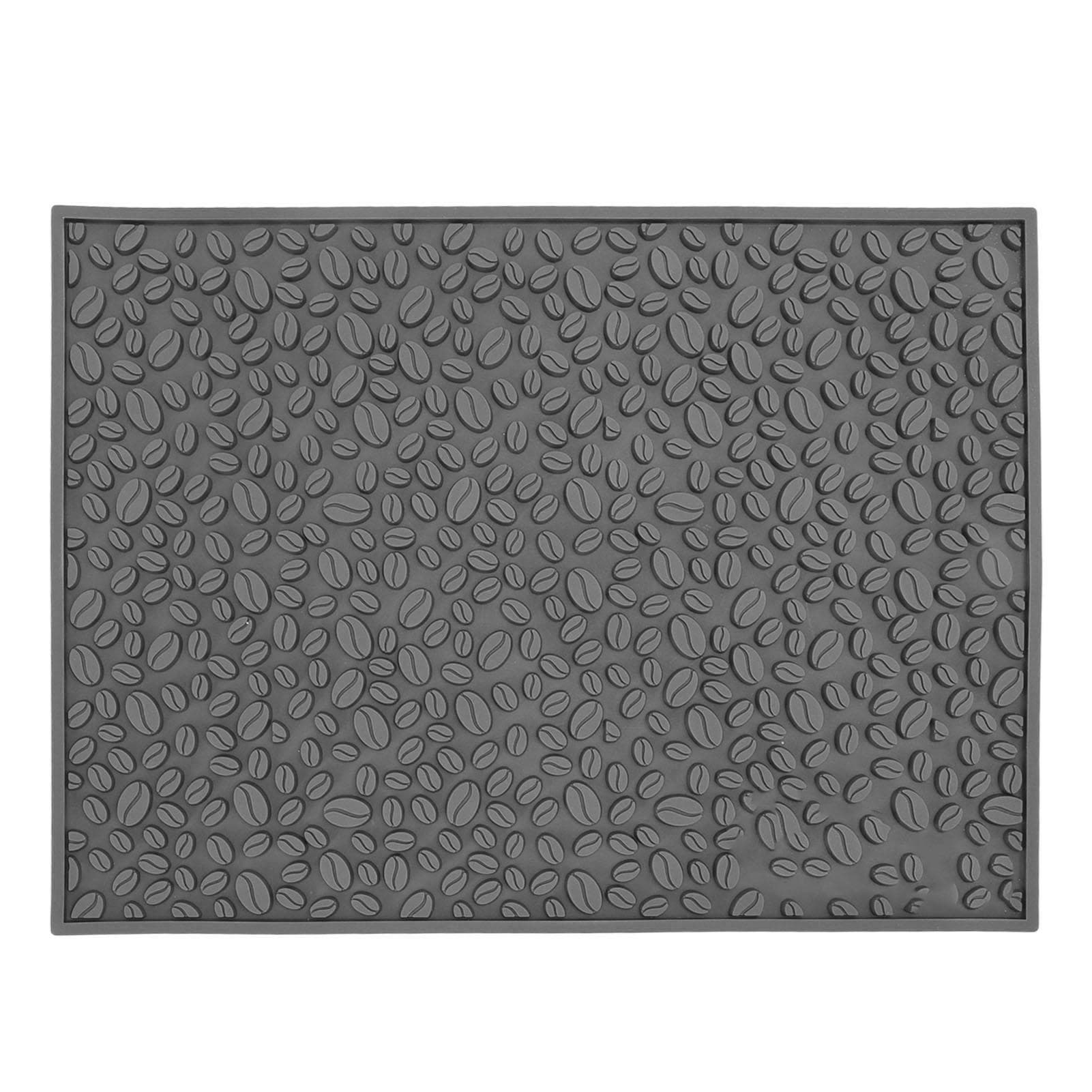 Non Slip Cup Mat Coffee Bean Design Desktop Bar Counter PVC Pad for Water Draining Filtering Black gray