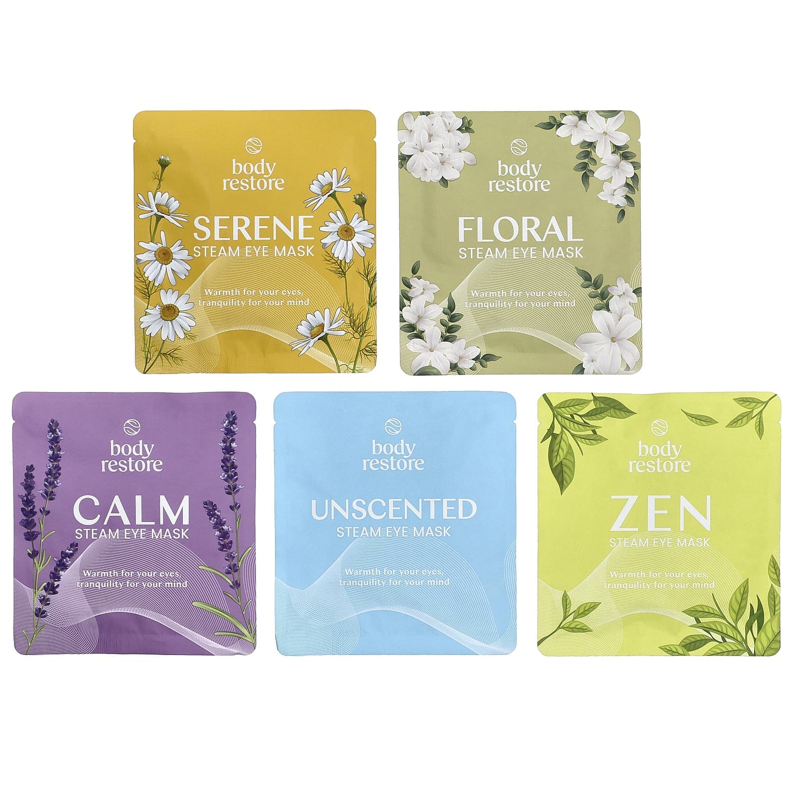 Body Restore, Steam Eye Mask, Variety Pack, 5 Pack