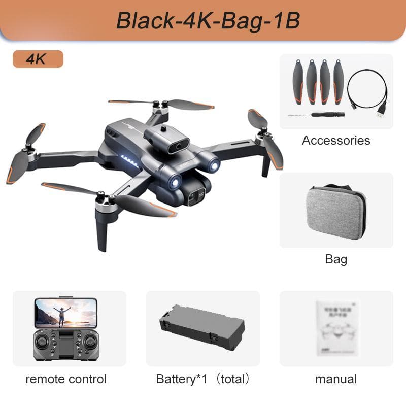 New S1S RC Drone Professional 4/6K HD Dual Camera Obstacle Avoidance WIFI FPV Optical Flow Brushless Mini Foldable Quadcopter Black-Dual4K-Bag-1B black