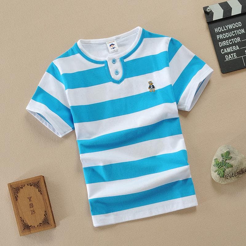 Short-sleeved T-shirt Boys' Striped Short-sleeved Summer Clothes New Children's Clothing Children's Short-sleeved Tops Trendy 120cm