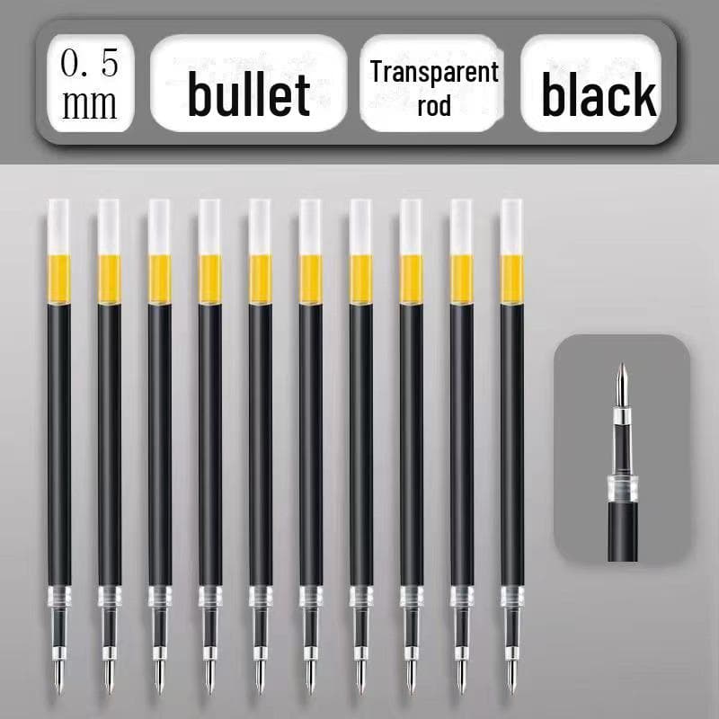 0.5mm Black Gel Refill Large Capacity Signature Ballpoint Pen for Meetings and Exams 0.5mm Bullet (Spring Head) black