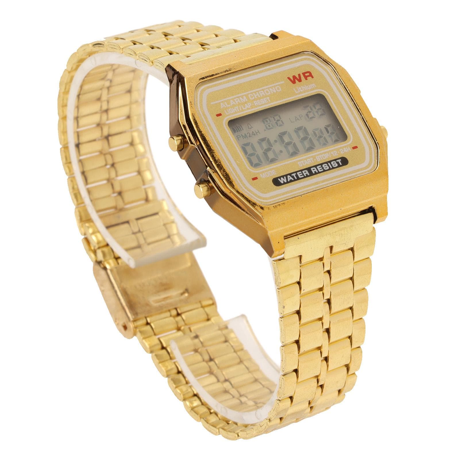 Children Digital Watch Boys Girls Fashionable Elegant Stainless Steel Sports Watch Birthday Gift gold