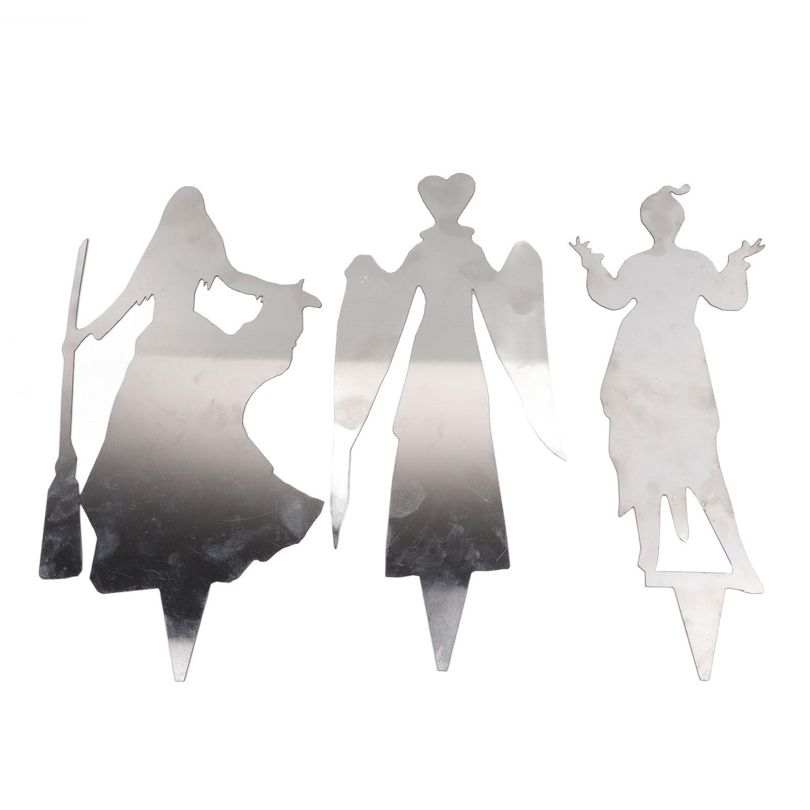 3Pcs Halloween Silhouette Yard Signs Iron Metal Witch Halloween Decorations Outdoor for Party
