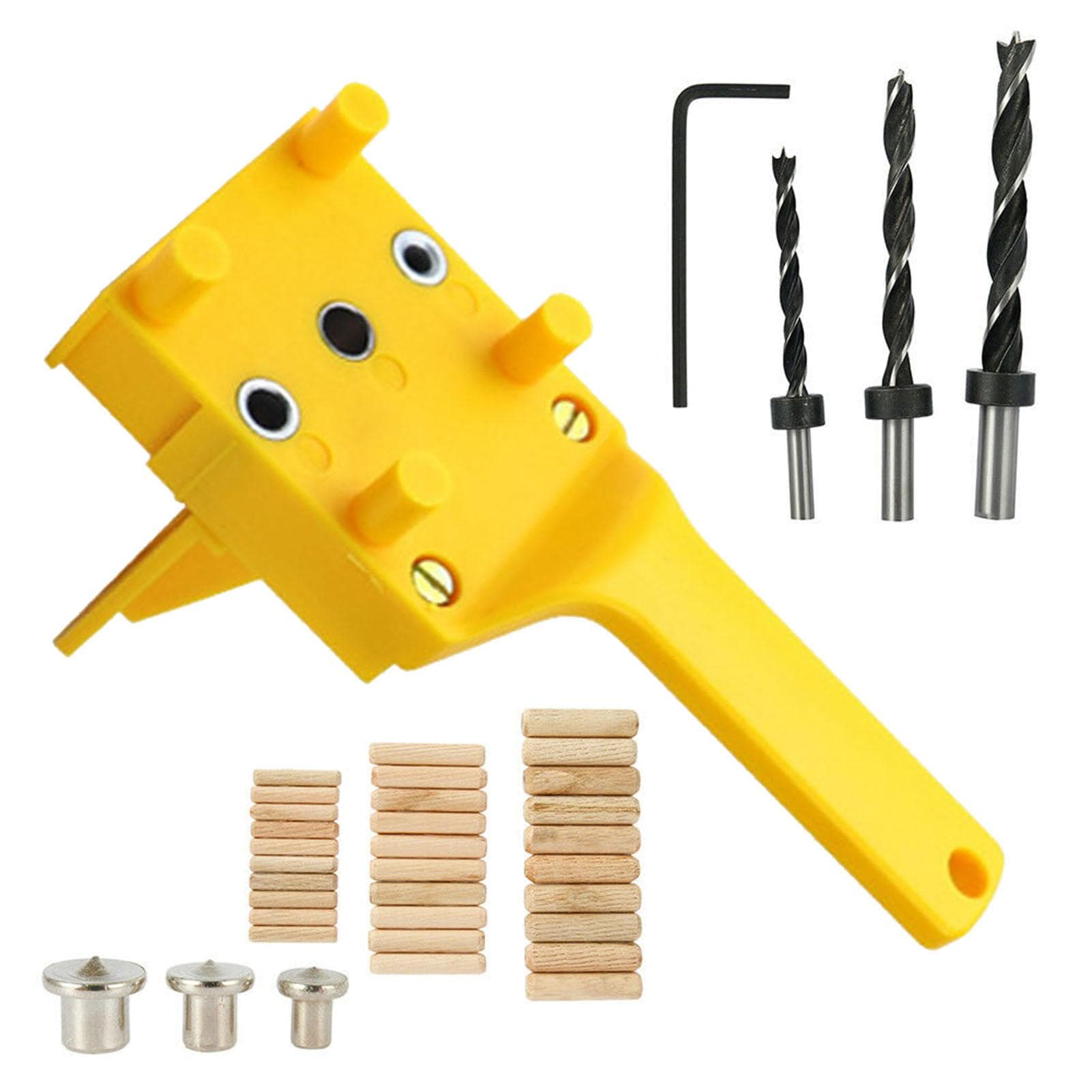 41Pcs Woodworking Drill Guide Kit Straight Hole Locator Dowel Pins Wood Drill Hole Tool yellow
