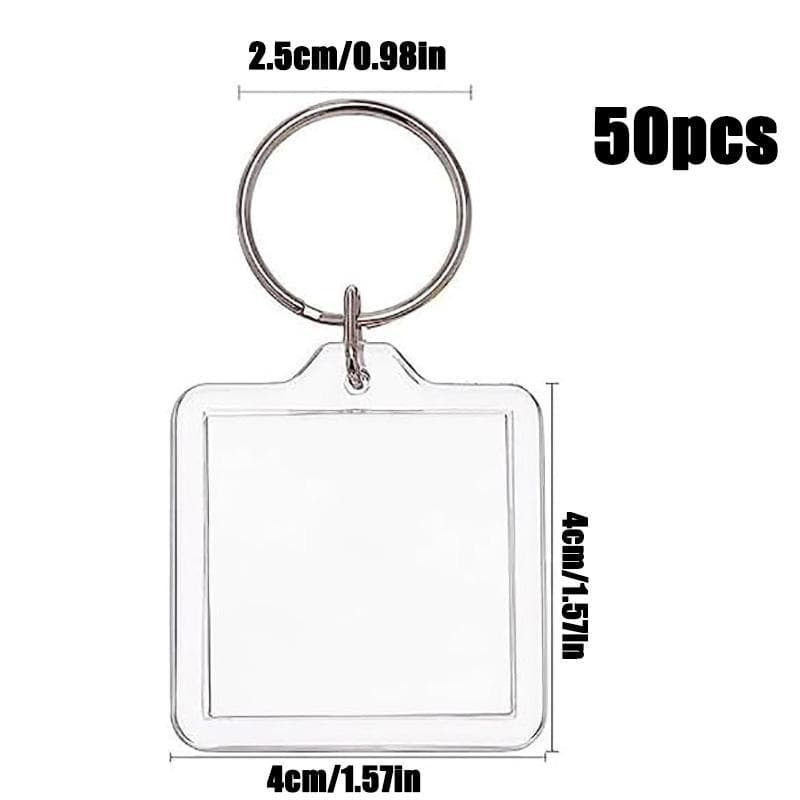 50 Pieces Acrylic Picture Keychain, Blank Photo Keychain, Acrylic Photo Frame Keyring 50pcs