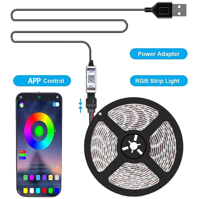 5050 LED light strip, with remote control, RGB light strip, suitable for family gatherings LED light strip 0.5-30M 3M multicolour