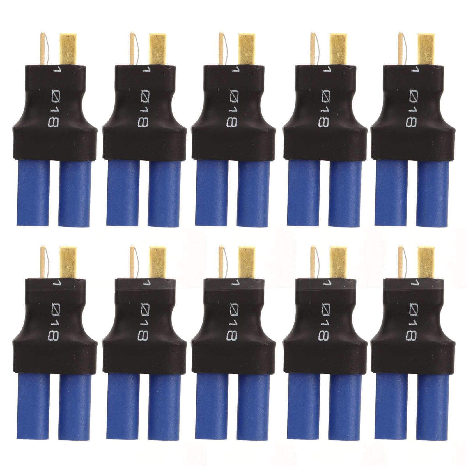 10 Pcs EC5 Female to T Male Adapter Blue Black 10x20x47mm Rubber Plastic Copper EC5 Connector Plug