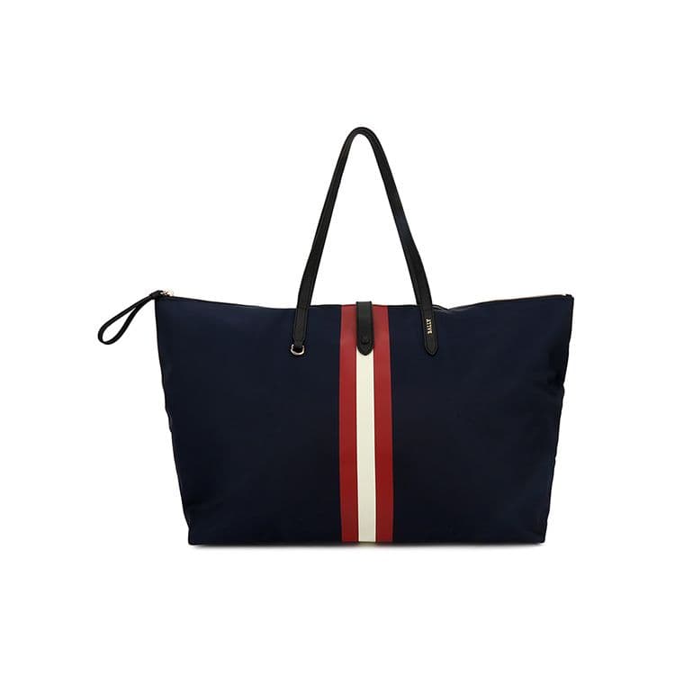 Bally Classic Red And White Striped Business Casual Large Capacity Tote Bag Men Tote Bags Deep-Blue 6223251 Basic Set (Bag+Dust Bag)