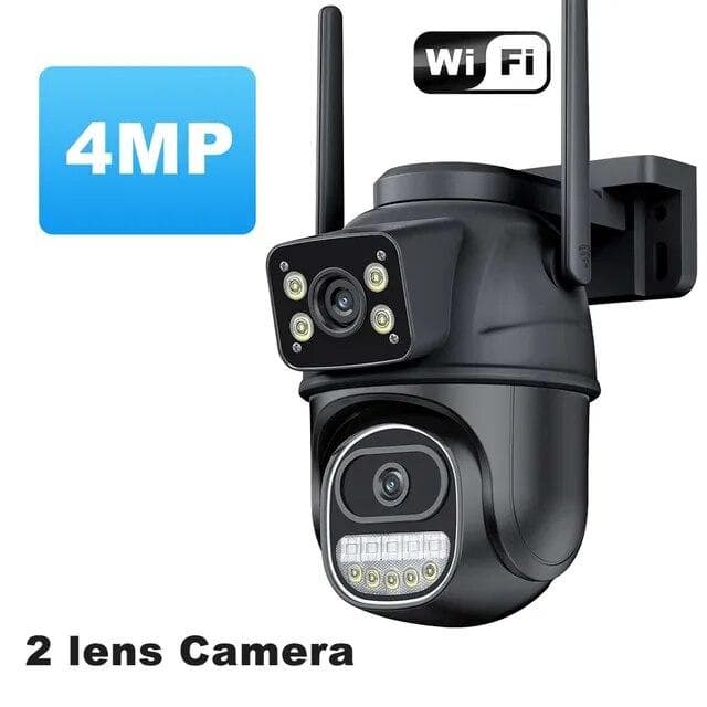 New EU 12MP 6K WiFi Camera Outdoor Three Lens Dual Screens 8X Zoom CCTV Mini Video Cam Auto Tracking Security Protection Surveillance iCSee App 4MP Camera