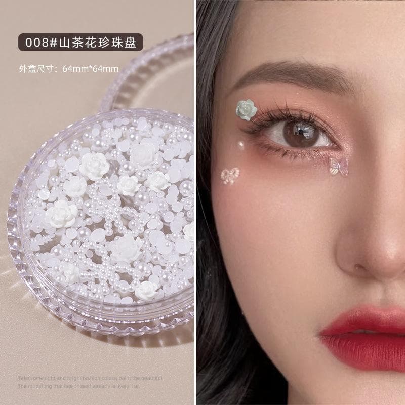1 Box Eyes Face Makeup Facial Decoration Butterfly Diamond Pearl Adhesive Rhinestone Glitter Sequin DIY Nail Art Decoration