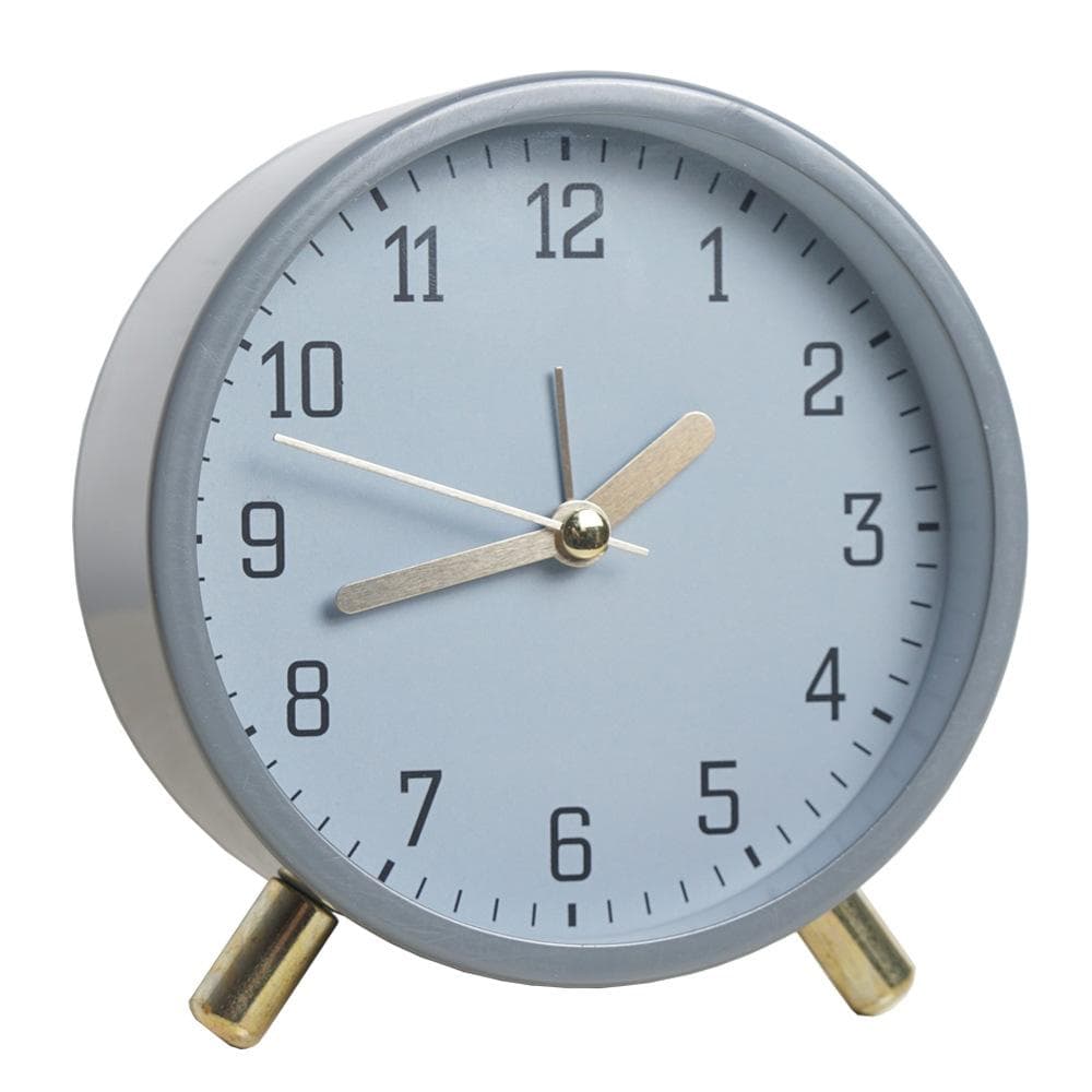 4.5 inch Alarm Clock Analog Non-Ticking Silent Small Desk Clock With Backlight for Living Room, Bedroom Number grey