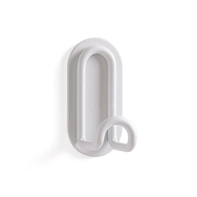 Punch-free Metal Hook Strong Adhesive Wall Hook Door Back Wall Bathroom Kitchen Key Holder Seamless Clothes Hanger Hook white