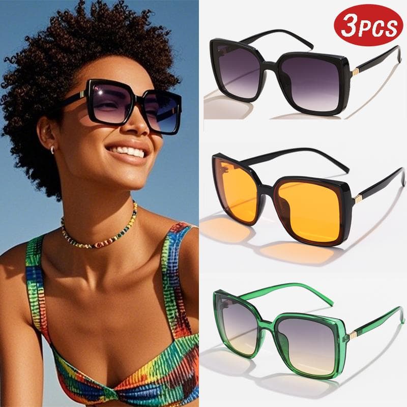 3pcs Vintage Rectangle Sunglasses Men Women Luxury Designer Colorful UV400 Y2K Retro Sun Glasses show as picture