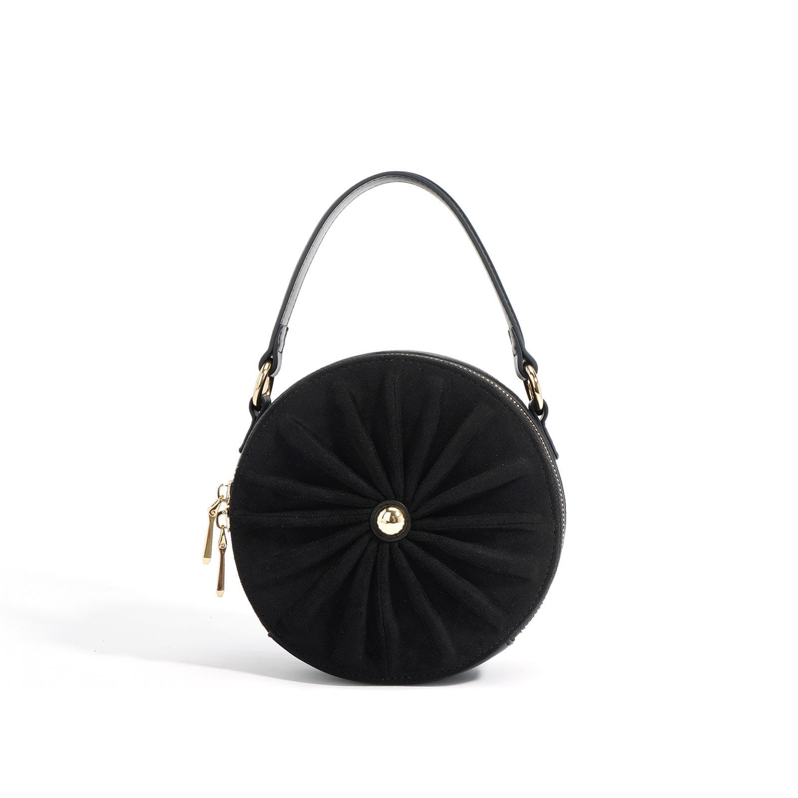 Niche Design Small Round Bag, Pleated, Versatile Chain Bag, Fashionable and Trendy Single-shoulder Crossbody Women's Bag