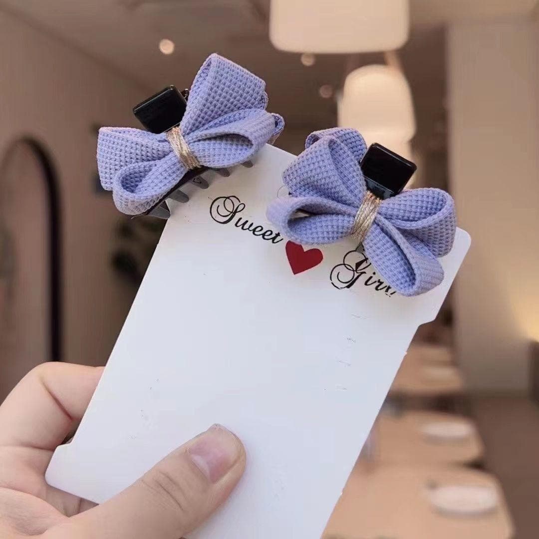 Korean Velvet Bow Hair Clip Claw Clamp Sweet Black Red Bow Small Hair Claw Clip Princess Headwear Girls Women Hair Claw Clip 2pcs