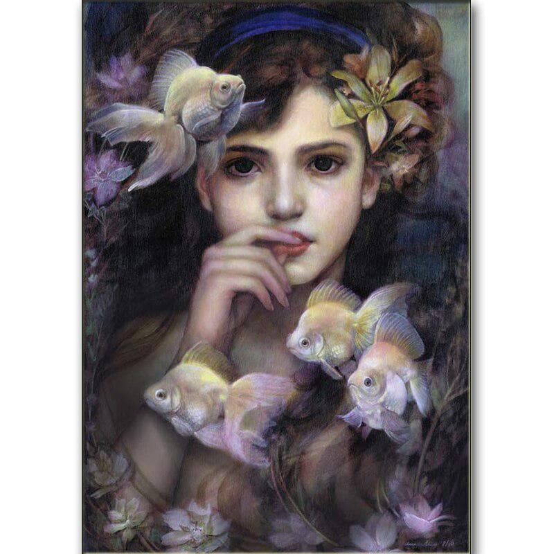 Full Diamond 5D DIY Diamond Painting Beauty & Fish Handmade Embroidery Art Cross Stitch 20X30CM