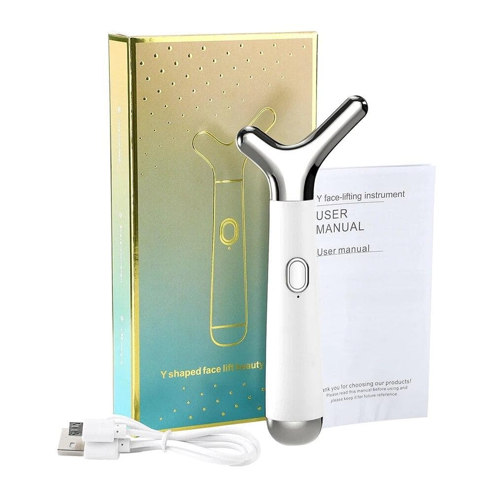 Facial Massager Face Lifting Machine High-frequency Vibration Y Shape V-line Double Chin Remover Anti Aging Wrinkle Remover CHINA white