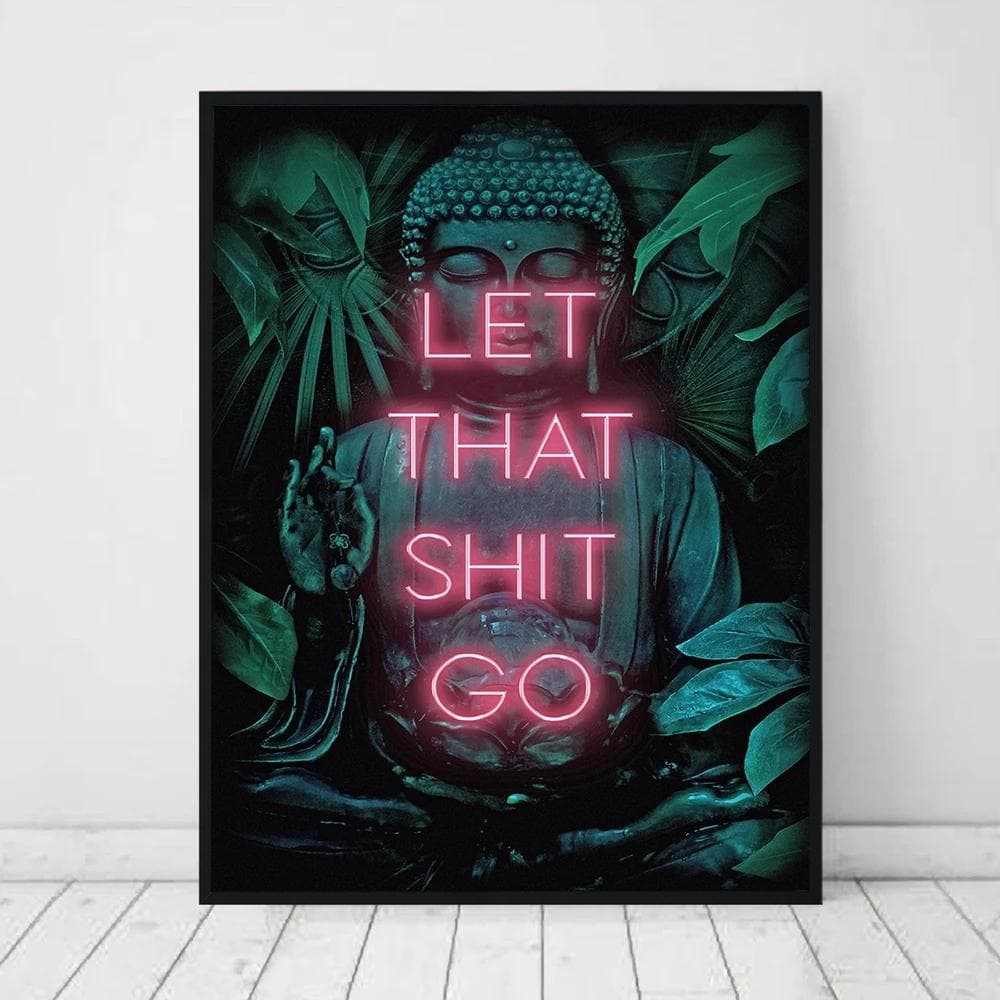 Let that Shit Go Quote Bathroom Art for Female Painting Wall Picture Funny Bathroom Sign Canvas Prints And Poster Bathroom Decor 30x40cm No Frame