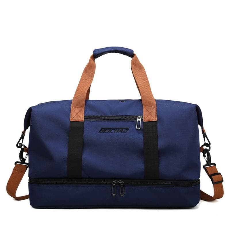 Travel Bag Handheld Short Trip Travel Luggage Bag Large Capacity Lightweight Wet and Dry Separation Sports Gym Bag 46*25*28CM dark blue
