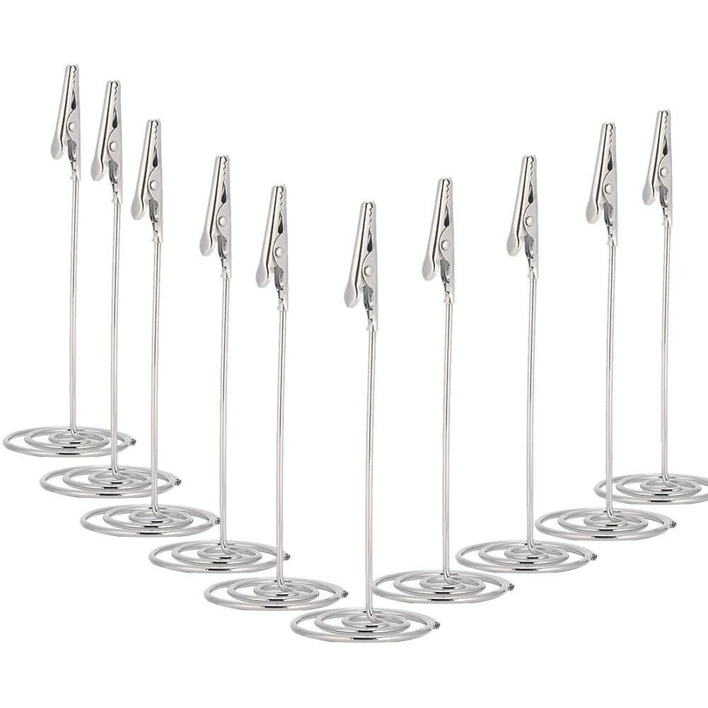 10Pcs Metal Table Cards Clips Desktop Metal Business Picture Message Card Holder Silver