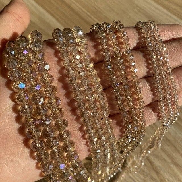 3/4/6/8mm Faceted Round Austria Crystal Beads Shiny Glass Rondelle Spacer Beads for Needlework Jewelry Making Diy Bracelet 15'' 6mm 89-92pcs Beads