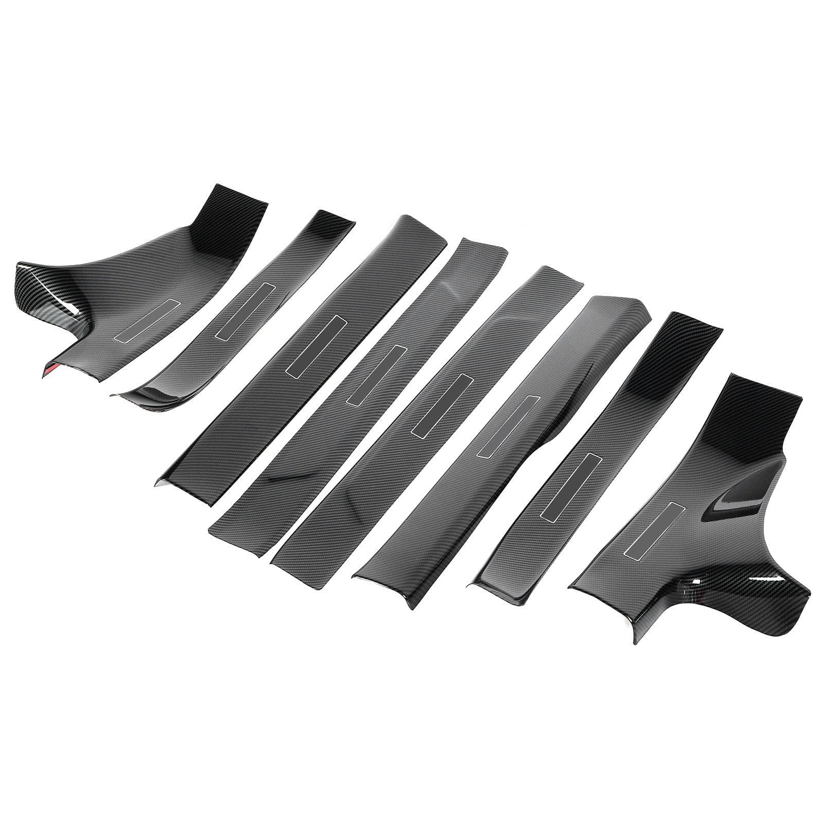 8pcs Carbon Fiber Style Door Sill Scuff Plate Guard Car Refitting Fit for Tesla Model 3 2016?2020
