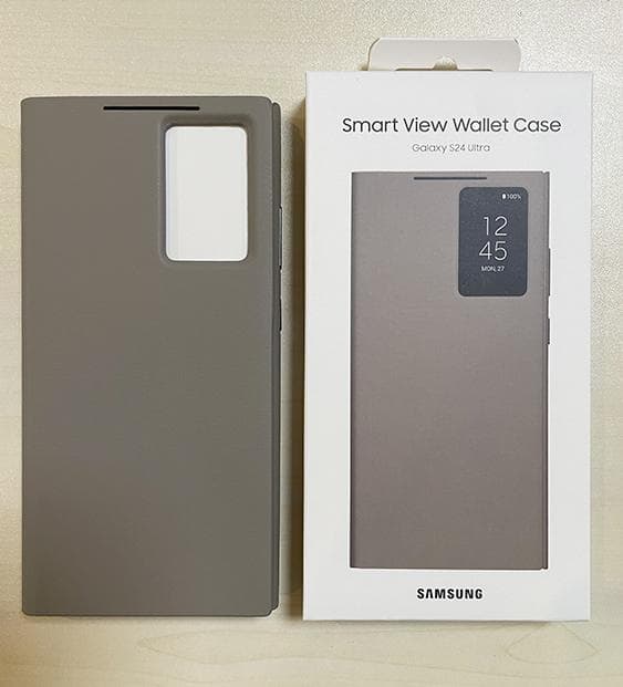 Smart View Wallet Flip Case For Samsung Galaxy S24 Ultra SM-S928B Smart View Phone Case Cover gray