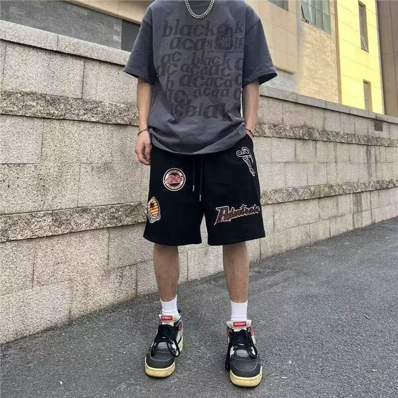 Shorts Men's Summer Trendy Brand Straight Loose Casual Pants Thin Sports Five-point Men's New Style One size black