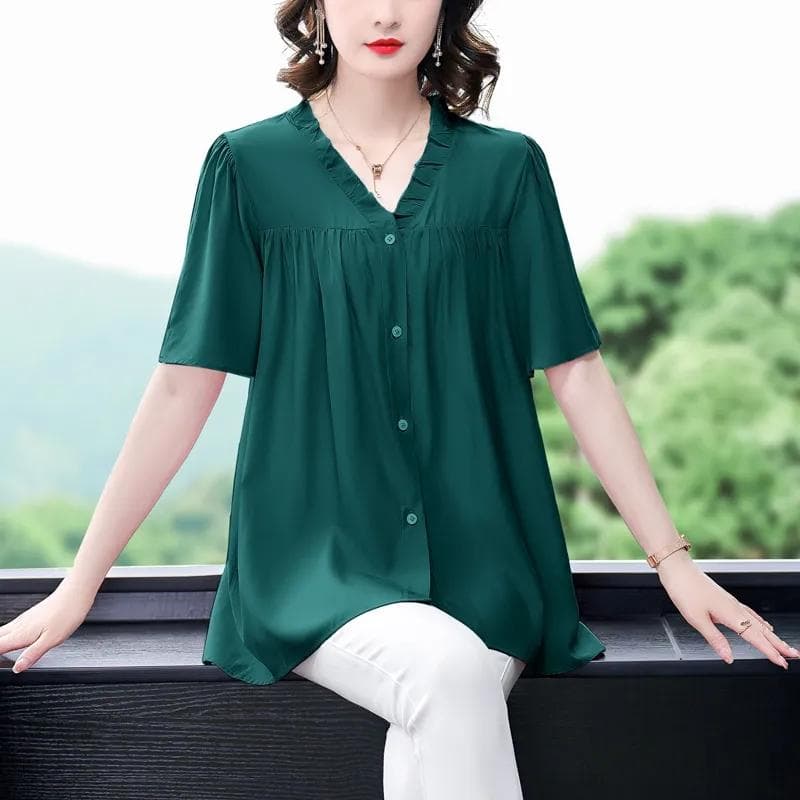 Summer Size Women's Medium Length Small Shirt Loose T-shirt Short Sleeve Top 6XL